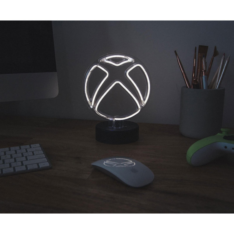 Xbox Logo Battery-Powered White Neon Desk Lamp Light | 9 Inches Tall