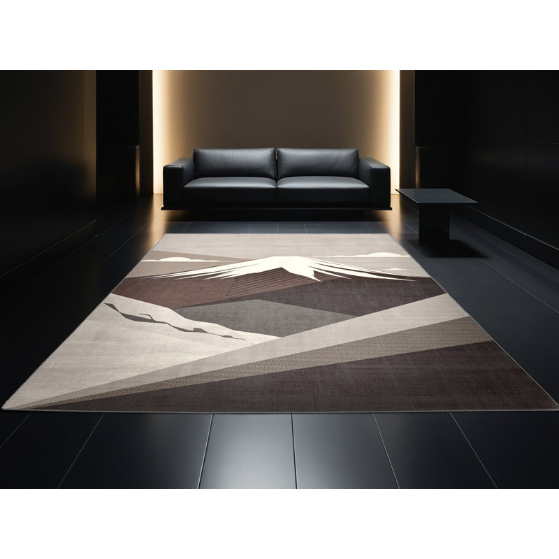 Tapis gris moelleux moelleux à motif géométrique moderne - reliure grise, 8x10