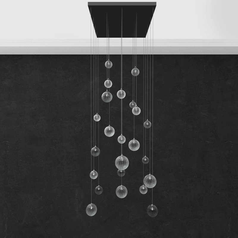 Breeze 23 - Light Cluster Globe Pendant, Black, 120" H x 30" W x 30" D