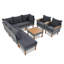 Ensemble de meubles de patio en rotin 9 pièces, ensemble de conversation extérieur avec pieds en bois d'acacia et plateau de table, ensemble de canapé modulaire en rotin avec table basse, coussin lavable, gris