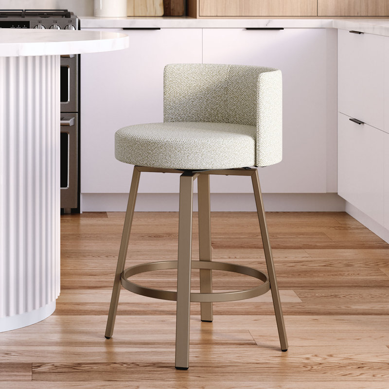 Hokku Designs Parodi Swivel Counter and Stool, Bronze, Counter Stool (26" Seat Height), Cream and Greige