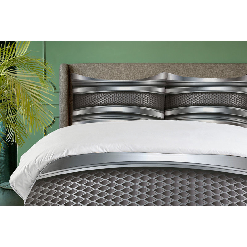 Industrial Steel Gray Microfiber Queen Duvet Cover Set