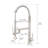 Heavy Duty Commercial Style Led Kitchen Faucet With Pot Filler And Single Handle Pre-Rinse Spring In Brushed Nickel Style, High Arc Pull Down-1353392072