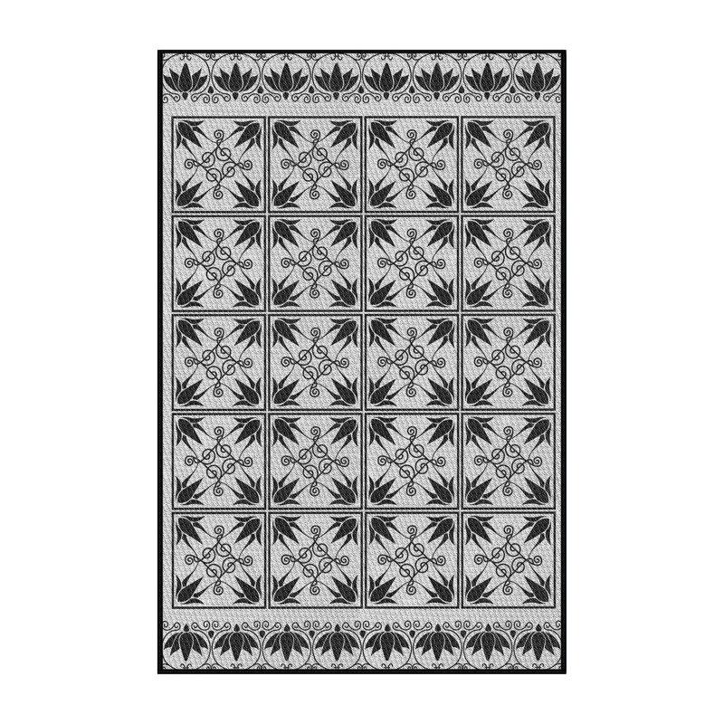 Tapis gris/bleu à tisser électrique, Rectangle 7 pi x 10 pi
