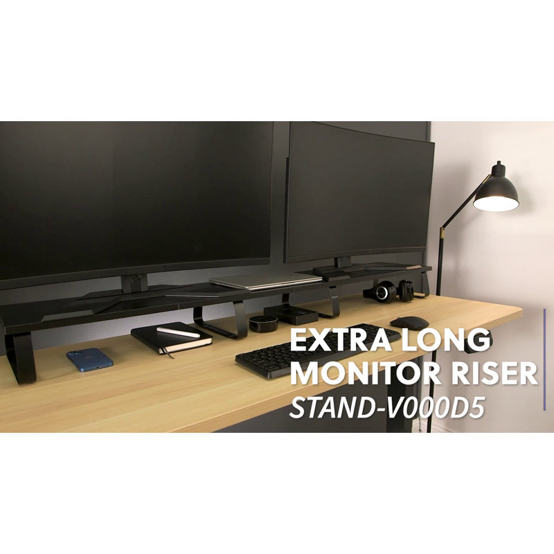 VIVO 55" Black Wood and Steel Extra Long Monitor Stand