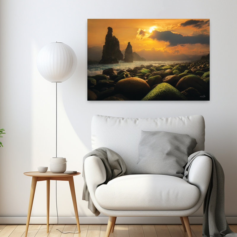 Paysage marin abstrait de rêve, art de paysage côtier, H 24 po x l 36 po