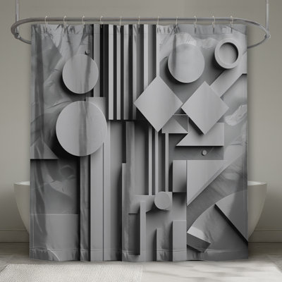 Geometric Shapes Composition Shower Curtains Extra Long