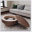 Table basse ronde de 31,5 po avec rangement caché, placage en bois massif, mobilier d'appoint moderne et fonctionnel-1548818105