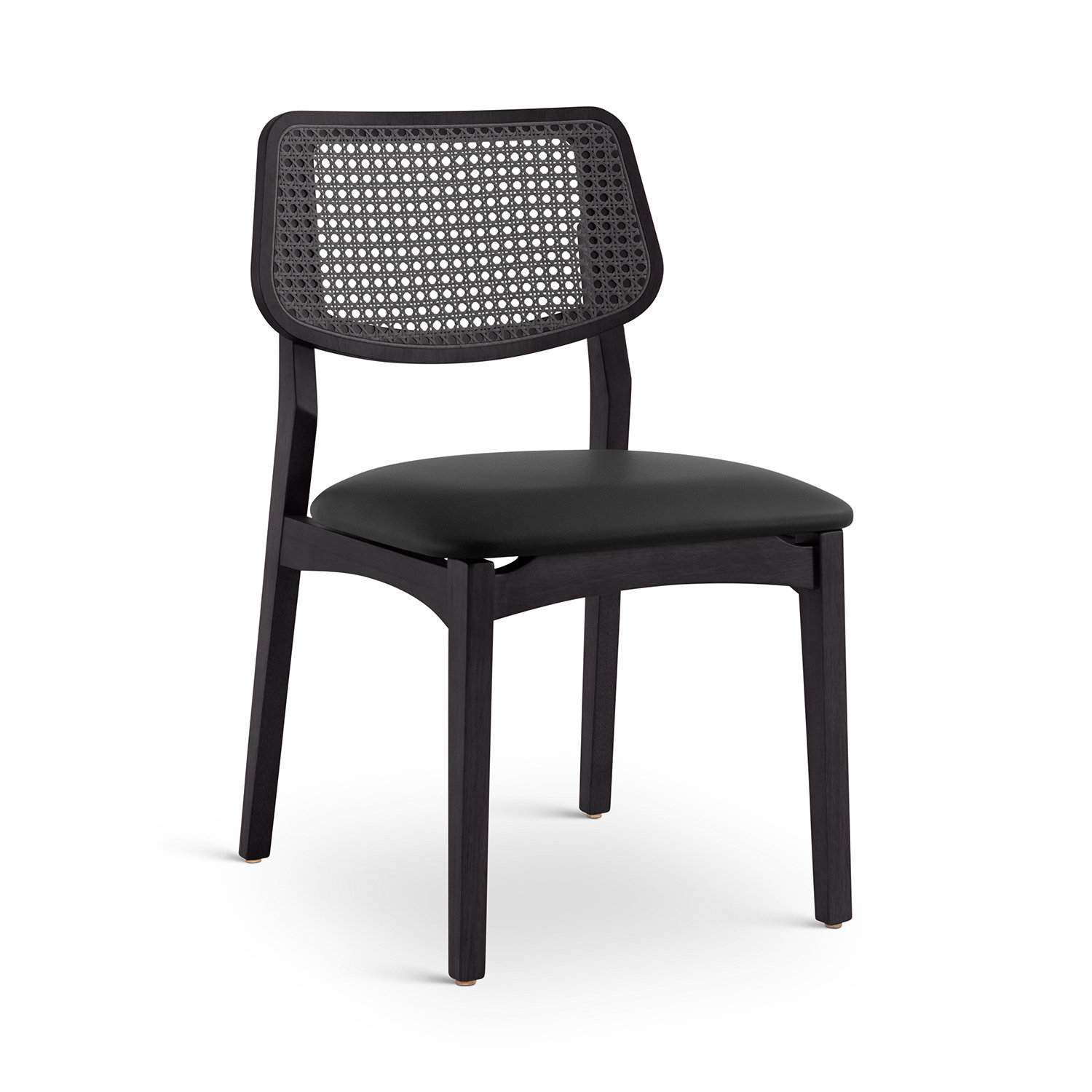 Ena Oak Side Chair, Shimmy Black Vinyl/Ebano/Ebano