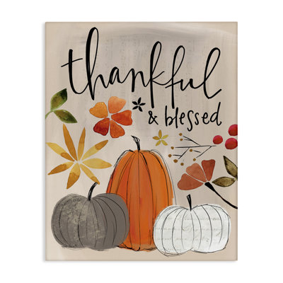 «Thankful & Blessed Pumpkins», art mural sur toile par Katie Doucette