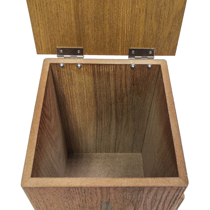 Lockable Oak Donation Box with Gold Cross and Side Pocket