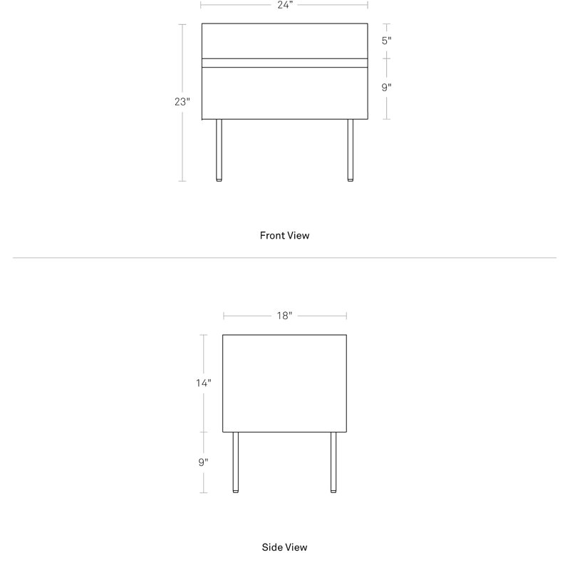 Clad 24'' W Metal Nightstand, Walnut/Oblivion