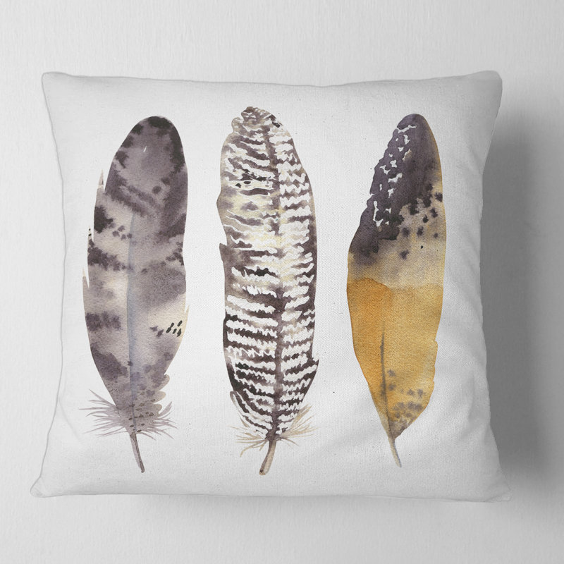 Housse et insert de coussin carré Ethnic Feathers III, 16" x 16"