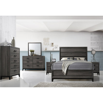 Queen Size Bed In Gray With Contemporary Style, Wood Construction And Alluring Legs For Bedroom Gray, Built Charming Decoration