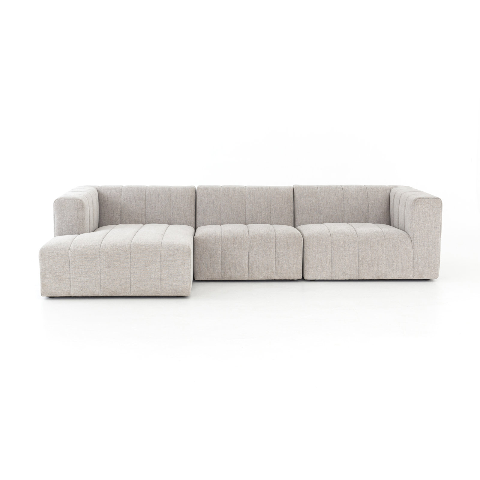 Bowry Modular Upholstered Chaise L-Sectional, Left Hand Facing, Light Gray Napa Sandstone Polyester, Black