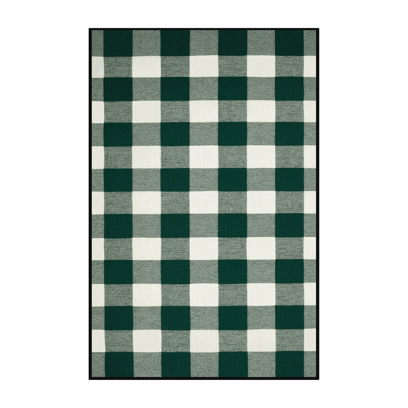Machine Washable Checkered Grey Area Rug, Rectangle 2' x 3'