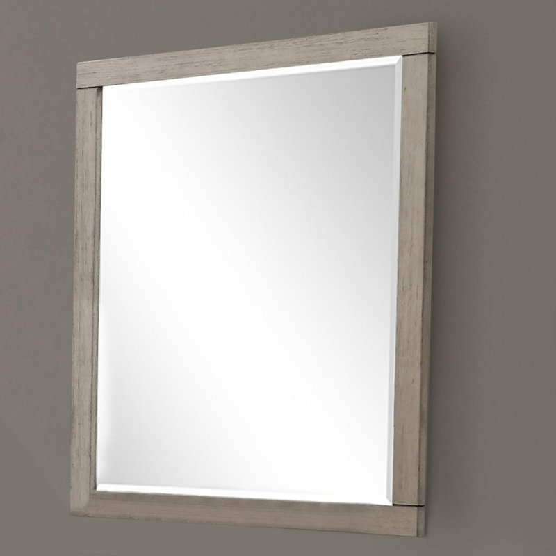 Miroir, Gris clair, Rectangulaire, 38 po x 36 po