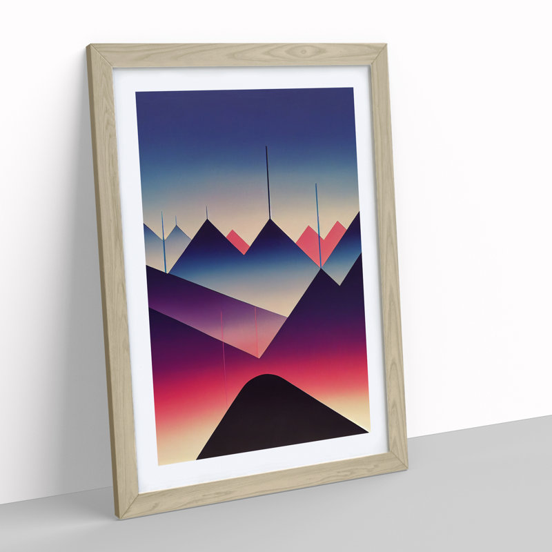 Triangular Architecture Abstract - Single Picture Frame Print, 64cm H x 46cm W x 2cm D, Oak 