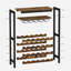 24-Bottle Wine Rack Free Standing Floor, Display Wine Storage Shelves With Glass Holder Rack, Wobble-Free Bottle Holder For Kitchen Bar Dining Room, Rustic Brown