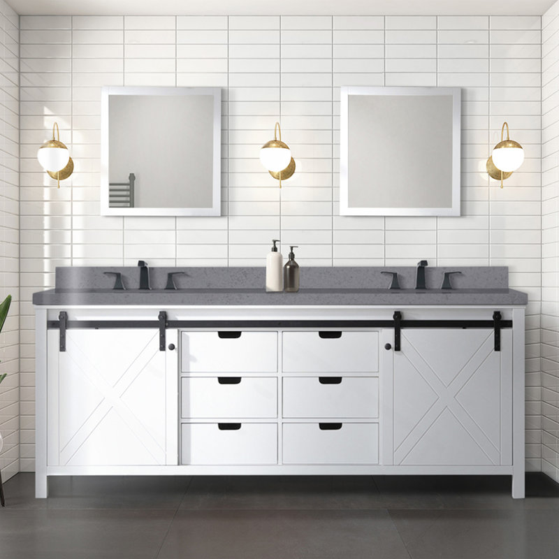 Meuble-lavabo double blanc 84 po X P 22 po D, H 15,38 po x l 83,5 po x P 21,63 po