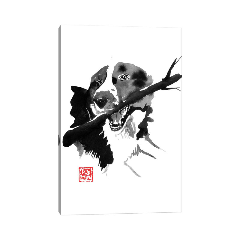 Dog Wood 1 Piece Painting on Canvas, 30.48 cm H x 45.72 cm W, Wrapped Canvas