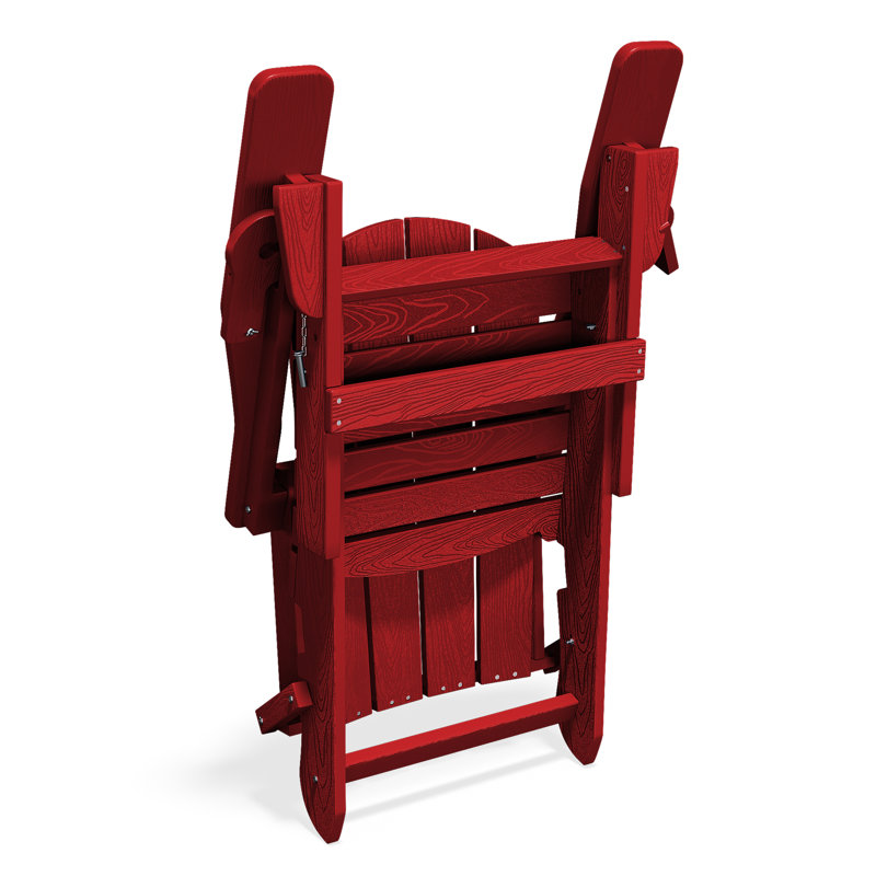 Wolak High Density Polyethylene Folding Adirondack Chair With Double Cup Holder, Red