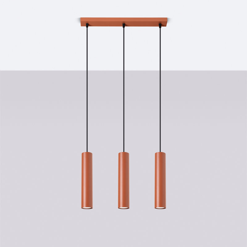Bergmundur - Light Stainless Steel Pendant, Red, 3 Lights, 46.5cm W x 15cm D