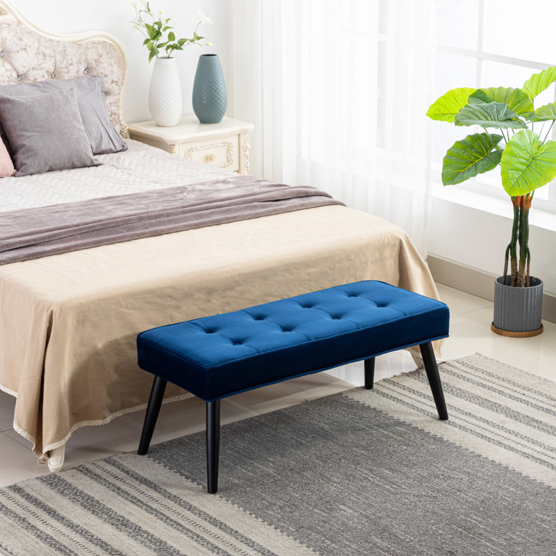 Kirsten Upholstered Bench, Blue Velvet