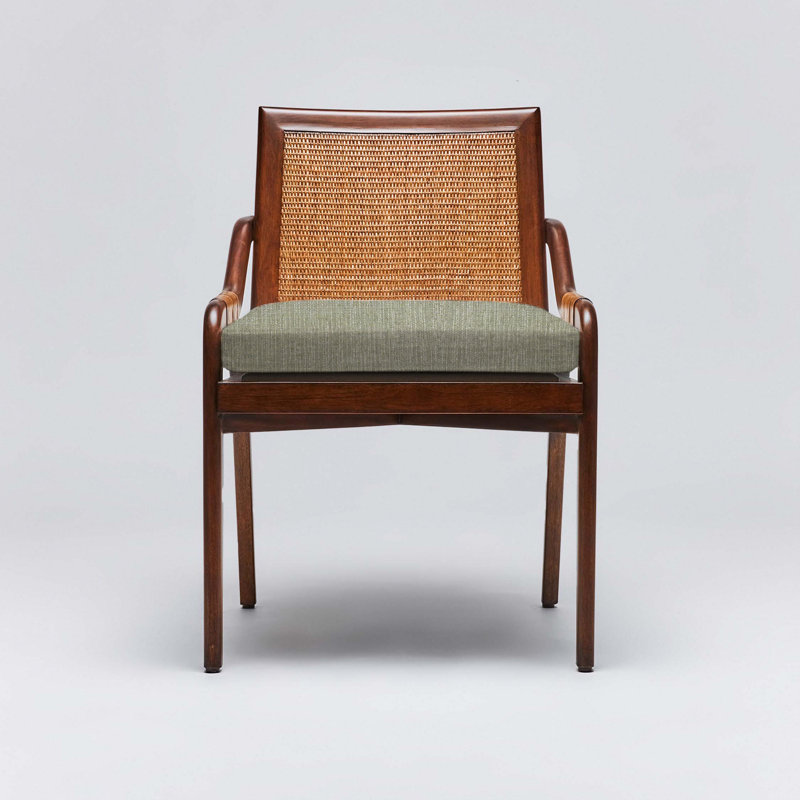 Delray Upholstered Arm Chair, Chestnut, Moss Tweed