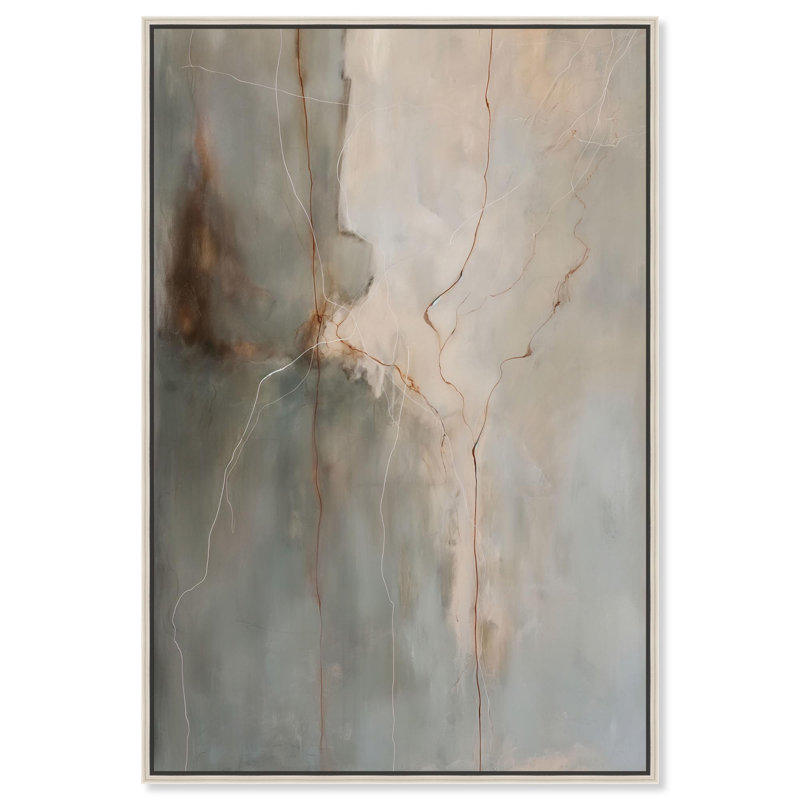 Fiery Traces II Canvas Minimalist Abstract by Art Remedy, 25" H x 17" W, Silver Framed