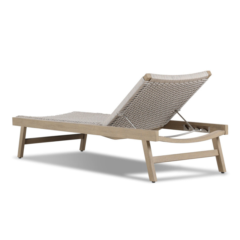 Delano Outdoor Teak Chaise Lounge, Washed Brown/Gray