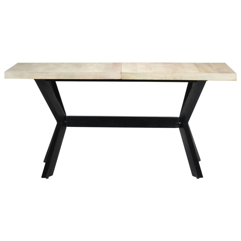 Dining Table Kitchen Table Dining Room Dinner Table Solid Mango Wood, 29.5" H x 62.99" L x 31.5" W, White