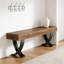 Banc industriel brun rustique 55,12 po avec pieds en X en forme de métal, vestibule et tabouret de lit robustes
