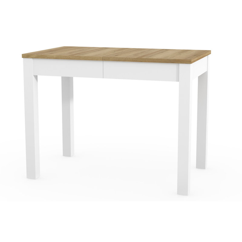 Alxander 100 - 160cm L x 60cm W Extendable Dining Table, White Matt, Riviera Oak