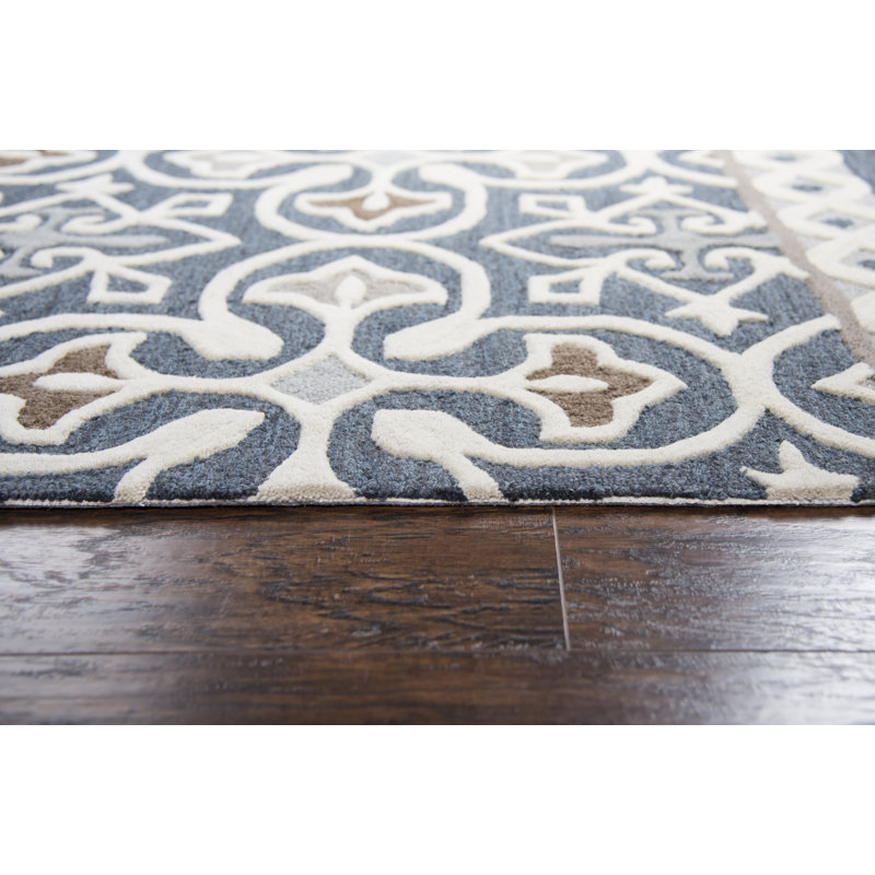 Claudelle Hand Tufted Wool Geometric Indoor Rug, Rectangle 2'6" x 8'