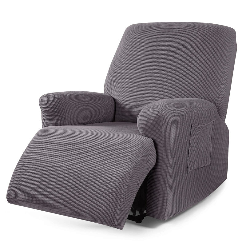 Housse pour fauteuil inclinable à coussins carrés/rectangulaires, Mélange de polyester gris