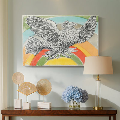 Pablo Picasso «La colombe de la paix (colombe volante avec arc-en-ciel)», reproduction d'art sur toile de qualité musée