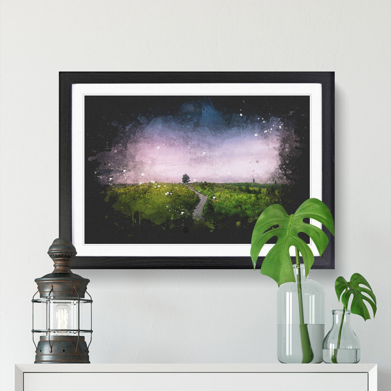 Driving Through Tenerife Paint Splash - Framed Print, 24cm H x 33cm W x 2cm D, Black Framed