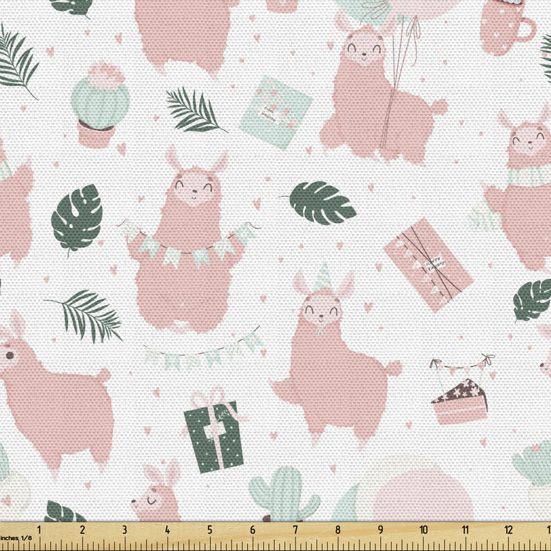 Chazmin Repetitive Fluffy Animal Cactus Giftbox Cartoon Illustration Multi-Purpose Fabric