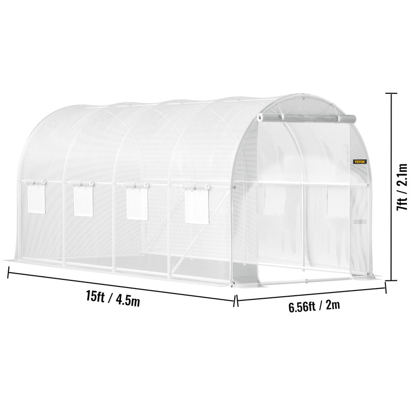 Hobby Greenhouse, White, 213.4cm H x 200cm W x 457.2cm D