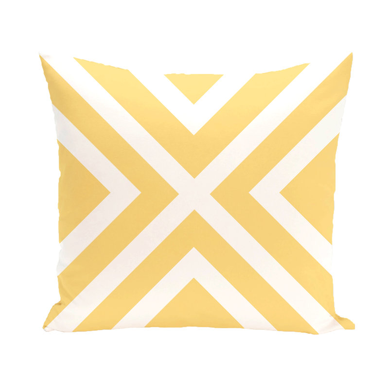 Coastal Calm Geometric Outdoor Reversible Throw Pillow, 20" H x 20" W, Yellow
