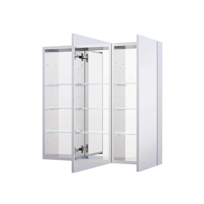 Armoire à pharmacie murale pour salle de bain encastrée ou en surface l 32 po x H 30 po avec tablettes réglables en verre