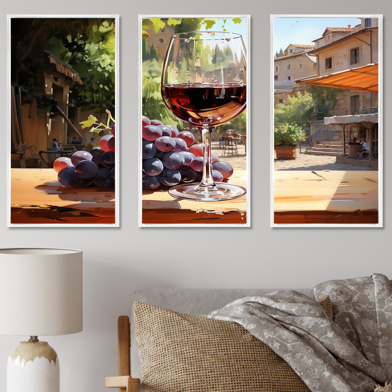 «Balayage de bourgogne», art mural vin, H 28 po x l 36 po, Cadre flottant blanc