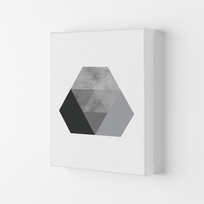Geometric Grey And Black Hexagon by Pixy Paper - Print