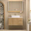 Meuble-lavabo mural 36 po avec comptoir en quartz blanc et vasque carrée en céramique