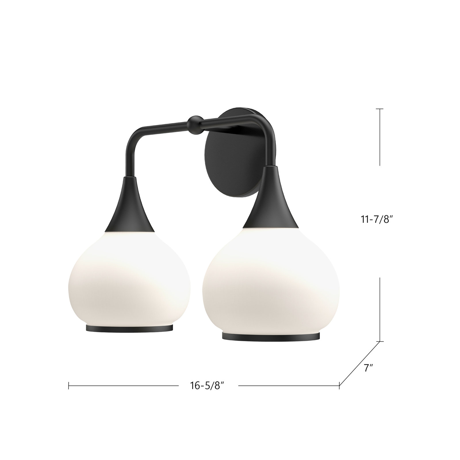 Marsi Vanity Light, 2, Matte Black, Clear Glass