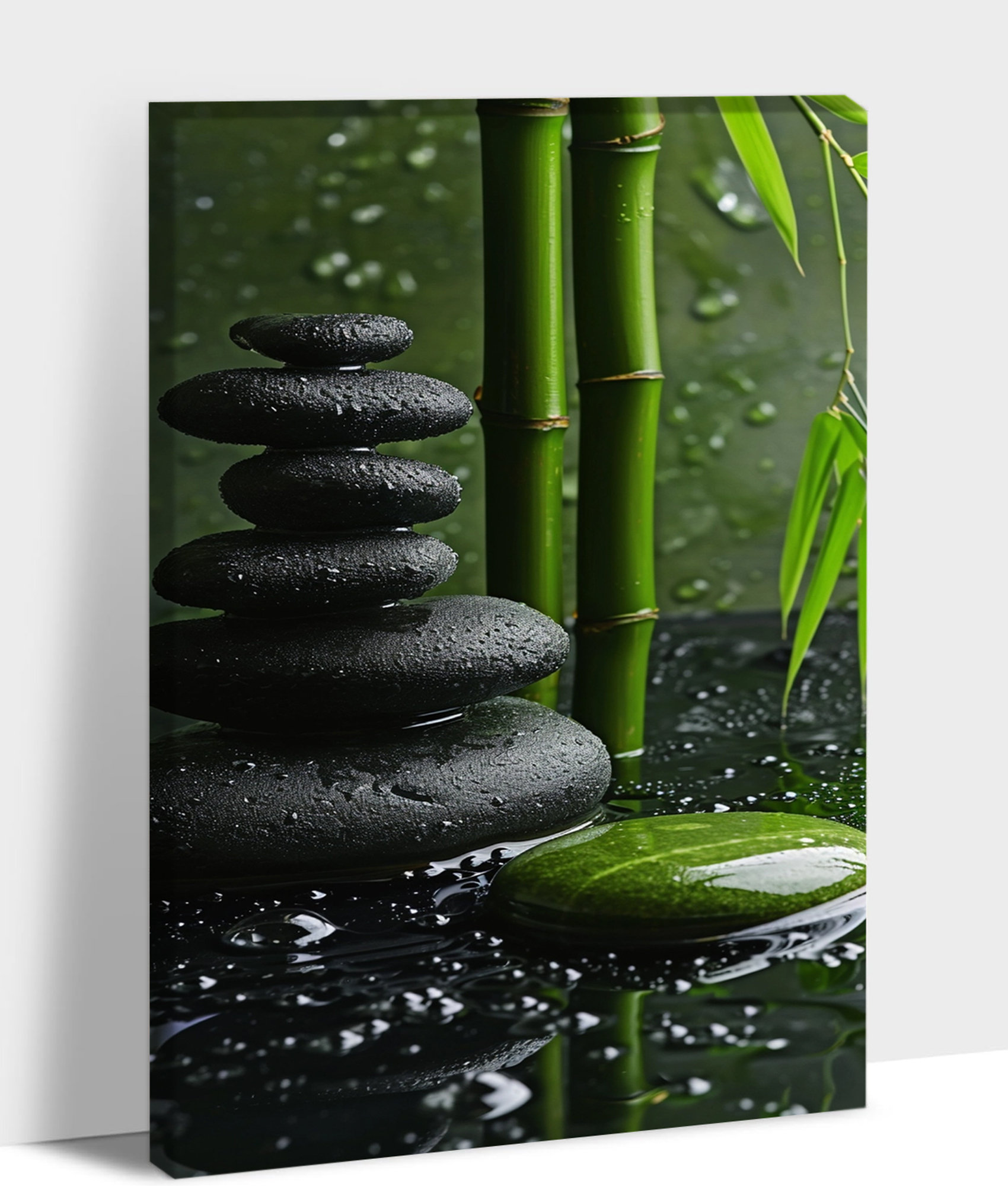 Bay Isle Home™ Zen Stone Wall Art, Green Bamboo Bathroom Pictures Wall ...