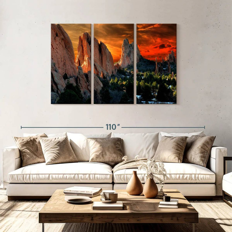 Sebbie, coucher de soleil sur le jardin des dieux, H 48 po x l 74 po