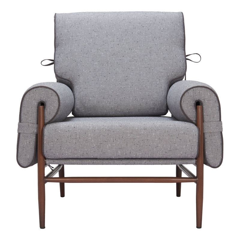 Gray Polyester and Metal Contemporary Accent Chair