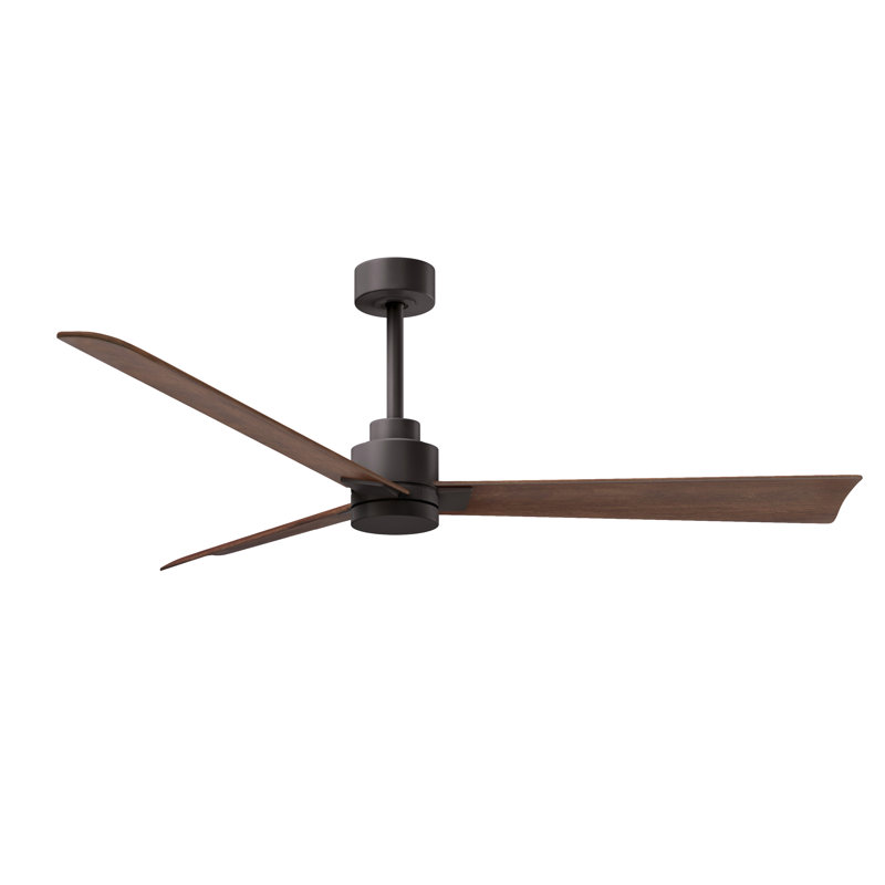 Alessandra Outdoor Downrod Ceiling Fan, Walnut, Textured Bronze